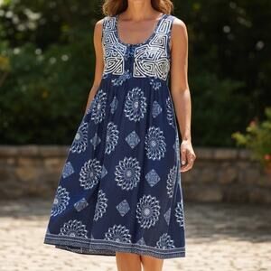 VTG My Name is Panama Size Medium 100% Cotton Made in Panama Fish Midi Dress